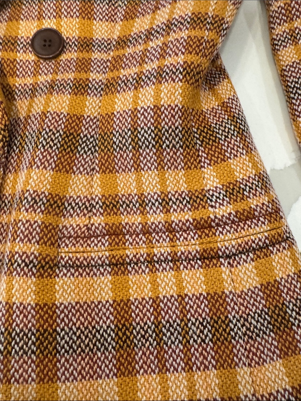 Escada Vintage Wool Orange and Brown Plaid Double-Breasted Blazer EUR 42 US 8 - Picture 9 of 13